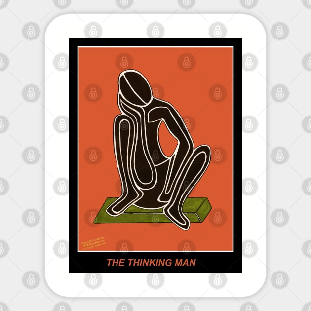 THINKING MAN ORANGE Sticker by Erik's Store